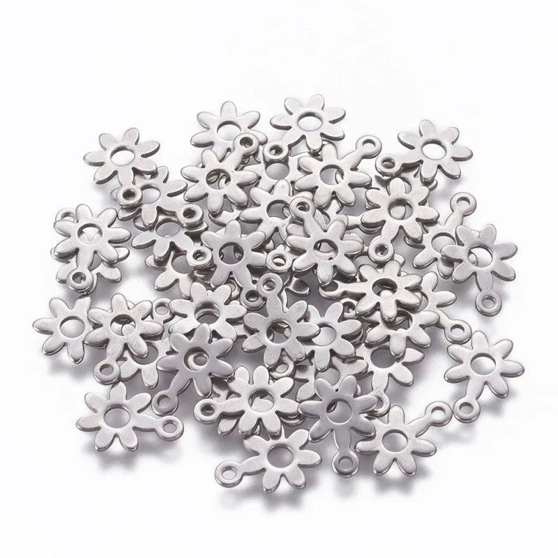 5~20Pcs 304 Stainless Steel Charms for DIY Jewelry Making  (Butterfly Heart Flower Key Moon Musical Note Ring Flat Round Star)