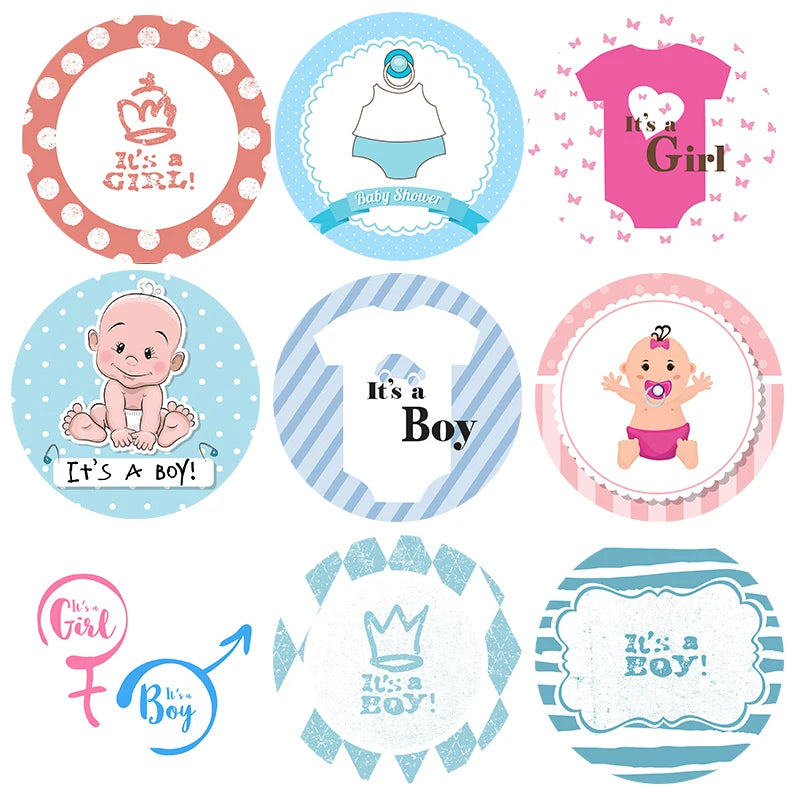 4.5cm Lovely Baby Shower Stickers Gender Reveal Party Gift Labels Sticker DIY Crafts Kids Gift Birthday/Baby Shower Decorations