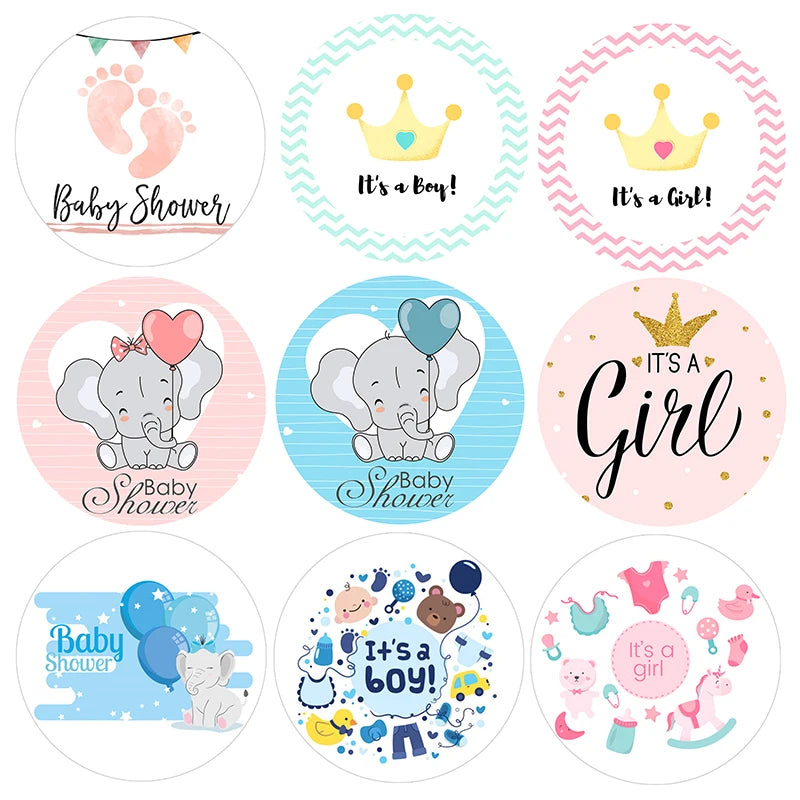 4.5cm Lovely Baby Shower Stickers Gender Reveal Party Gift Labels Sticker DIY Crafts Kids Gift Birthday/Baby Shower Decorations