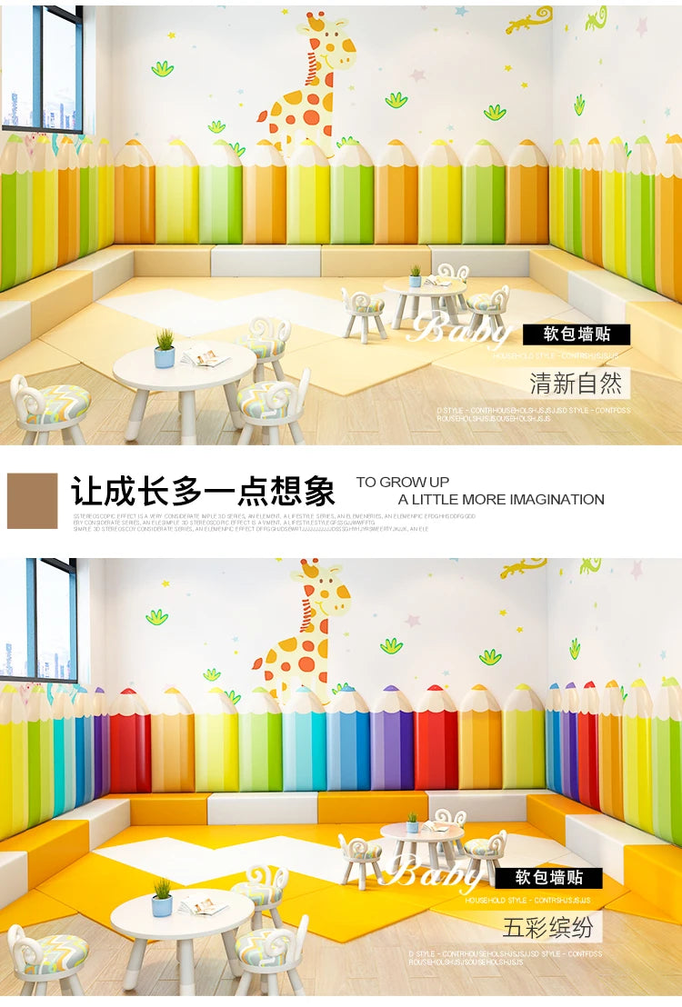 Pencil Wall stickers self-adhesive kindergarten Wallpaper children's room pencil soft pack anti-collision wall Stickers crib