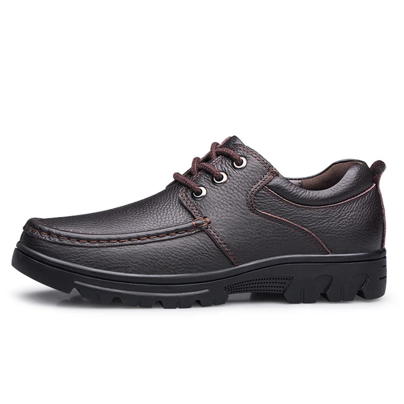 Autumn Winter Men Natural Genuine Leather Shoes Casual Business Office Black Brown Plus Big Size 48 49 50