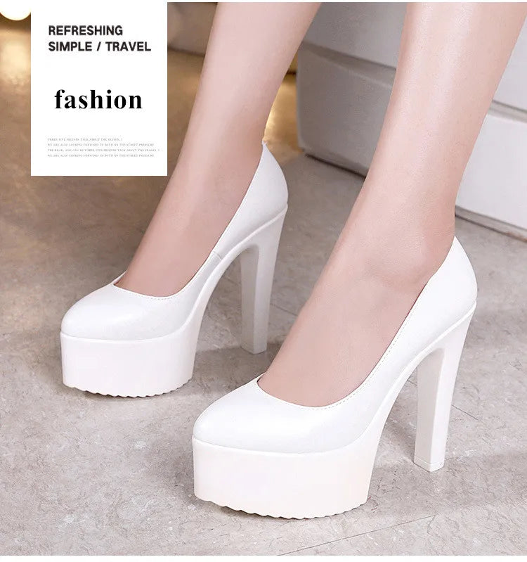 Plus Size 32 43 Platform Catwalk Shoes Women Wedding Shoes Bride 2024 Shallow High Heels Platform Pumps Elegant Dress Court Shoe