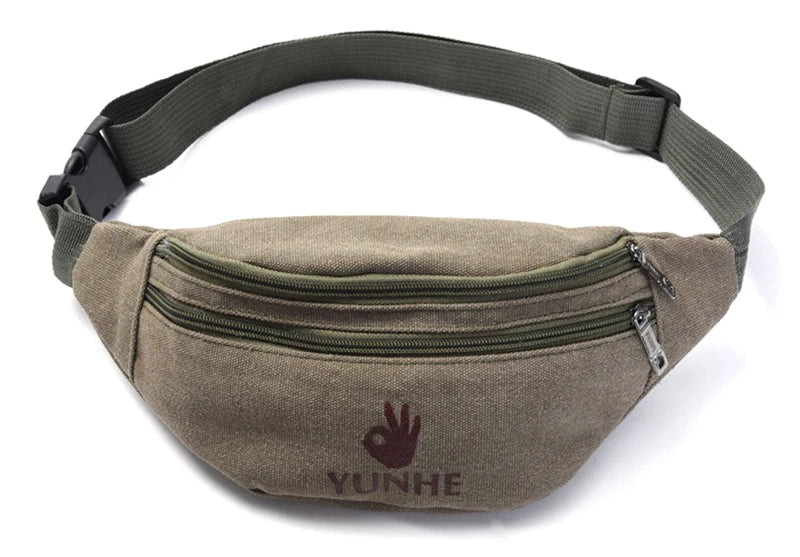 Male Casual Functional Waist Bag Fashional Canvas Purse Creative Ok Gestures Purse Waist Package for Man Canvas Hip Bag