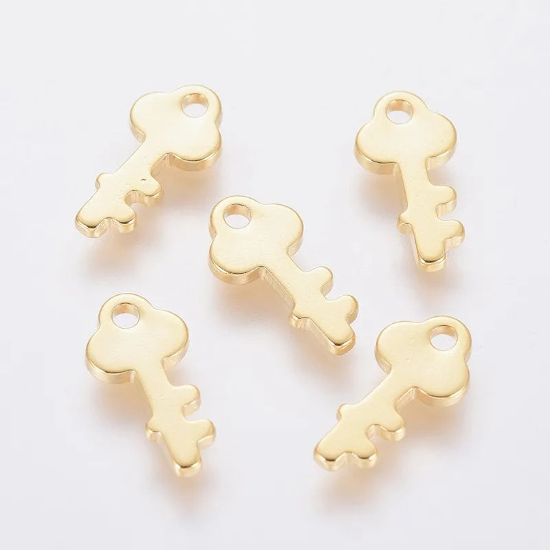 5~20Pcs 304 Stainless Steel Charms for DIY Jewelry Making  (Butterfly Heart Flower Key Moon Musical Note Ring Flat Round Star)