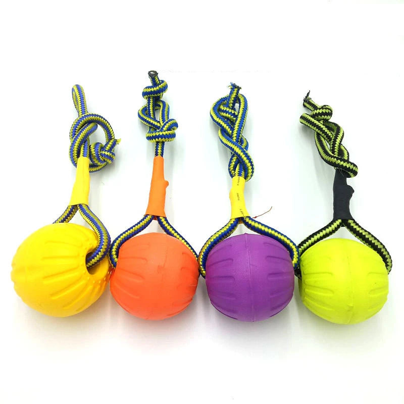 Training Pet Toy Dog Ball Bite Resistant EVA Foam Rubber Water Buoy Air Throwing Wearing Rope Elastic Ball Dogs Toys