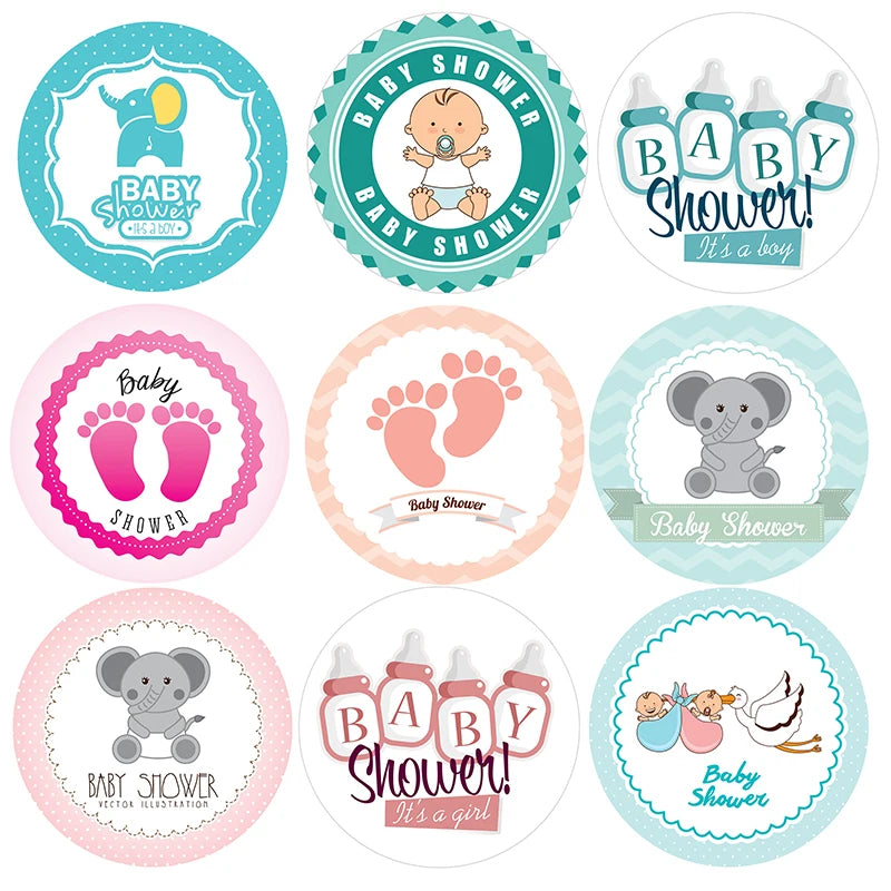 4.5cm Lovely Baby Shower Stickers Gender Reveal Party Gift Labels Sticker DIY Crafts Kids Gift Birthday/Baby Shower Decorations