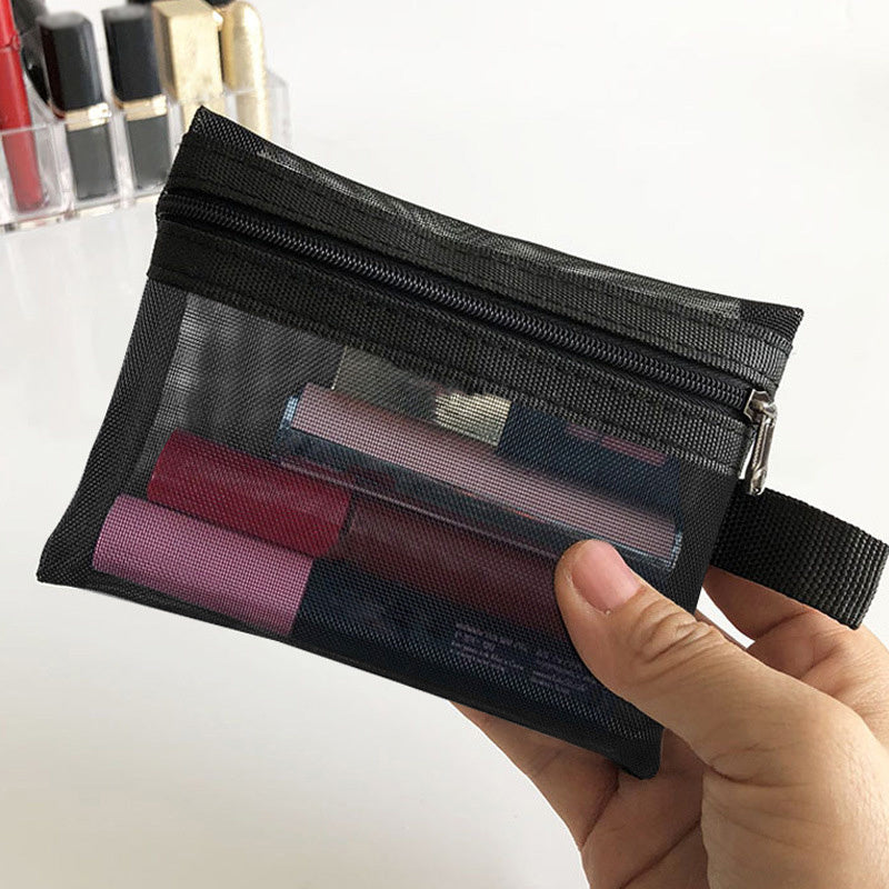 Toiletry Wash Make Up Bags Black Transparent Mesh Makeup Case Organizer Storage Pouch Women Travel Cosmetic Bag Casual Zipper