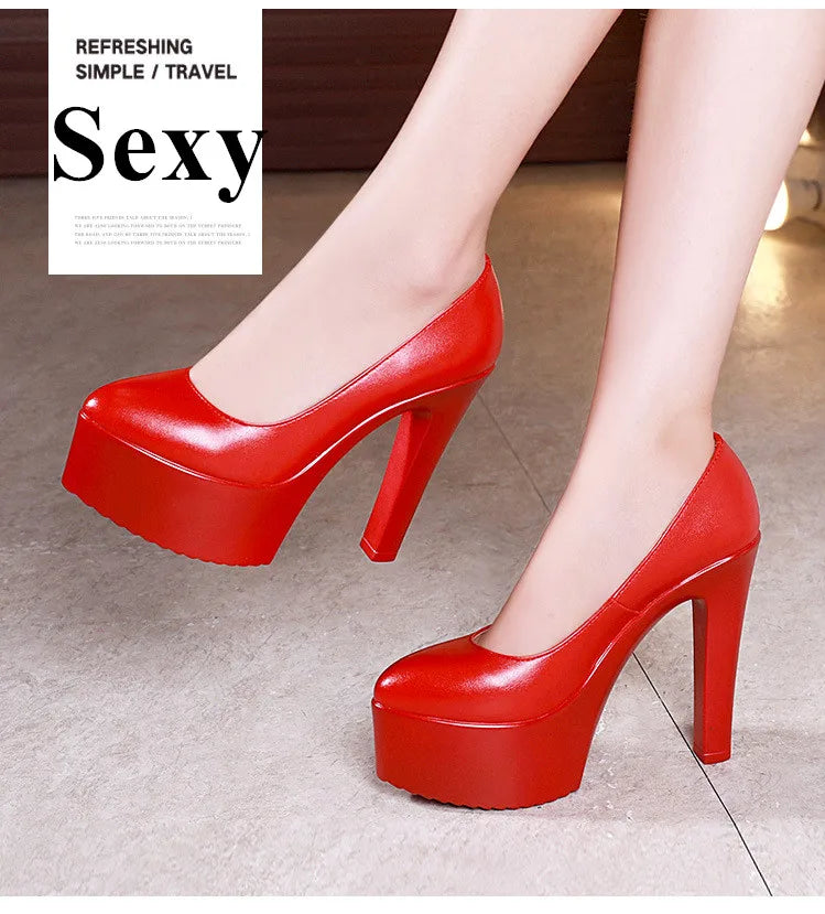 Plus Size 32 43 Platform Catwalk Shoes Women Wedding Shoes Bride 2024 Shallow High Heels Platform Pumps Elegant Dress Court Shoe