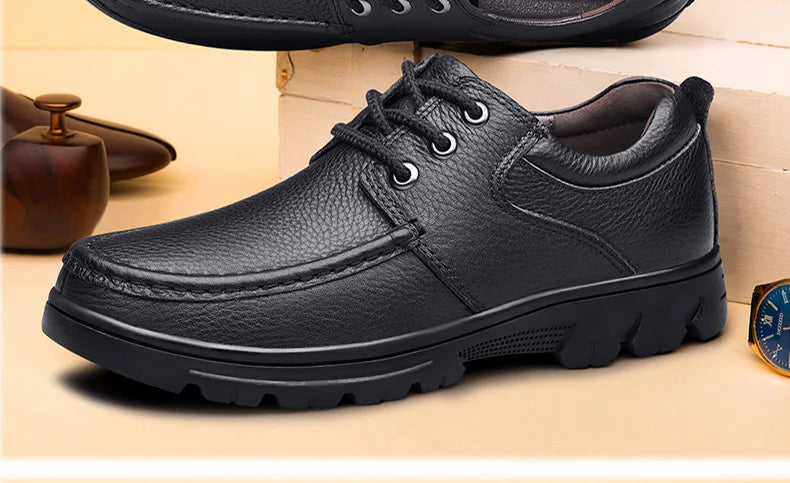 Autumn Winter Men Natural Genuine Leather Shoes Casual Business Office Black Brown Plus Big Size 48 49 50