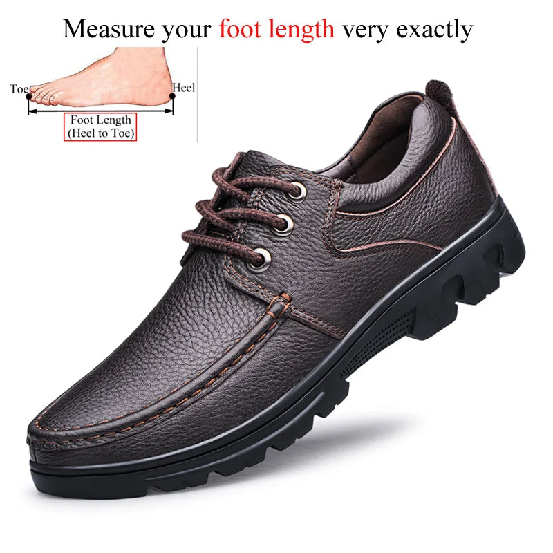 Autumn Winter Men Natural Genuine Leather Shoes Casual Business Office Black Brown Plus Big Size 48 49 50