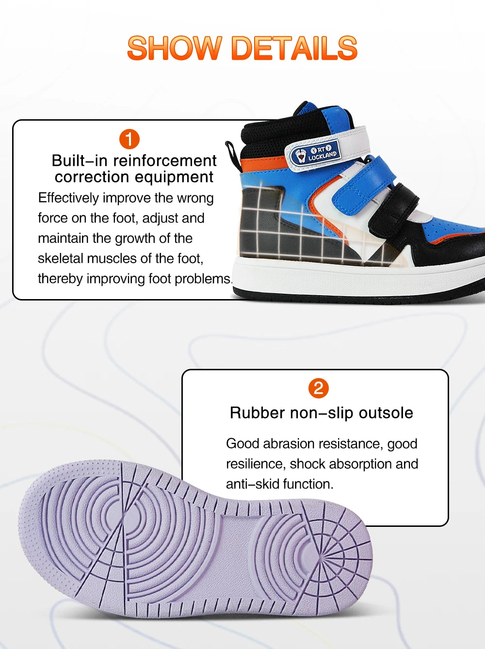 Toddler Kids Shoes Children Orthopedic Sneakers High Back Ankle Support Leather Anti-Slip Sole Running Footwear 2-7 Years