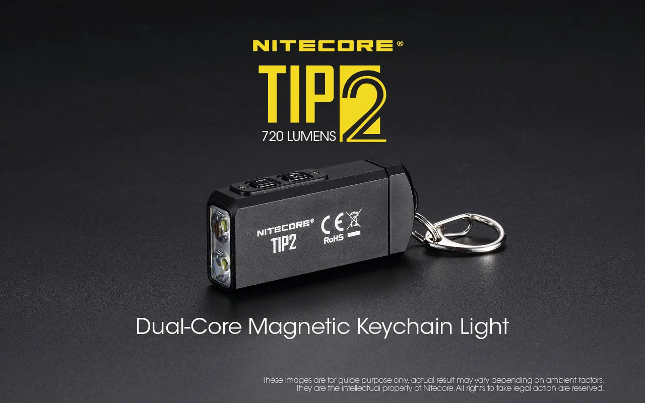 NITECORE TIP2 Flashlight Keychain Lantern XP-G3 S3 720 Lumens LED Torch Powerful Magnetic USB Rechargeable Built-in Battery