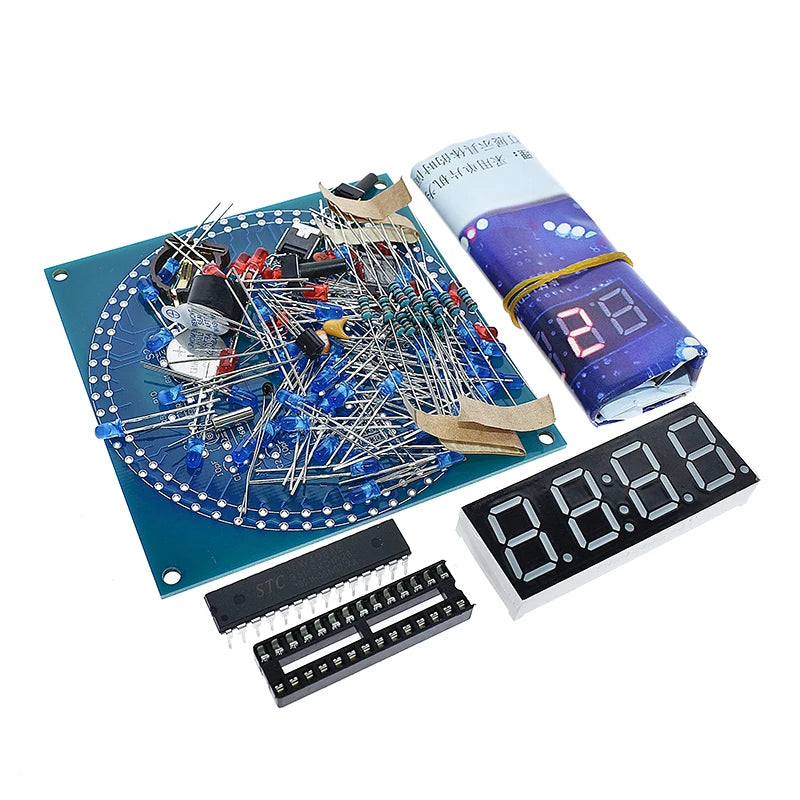 DS1302 Rotating LED Display Alarm Electronic Clock Module DIY KIT LED Temperature Display