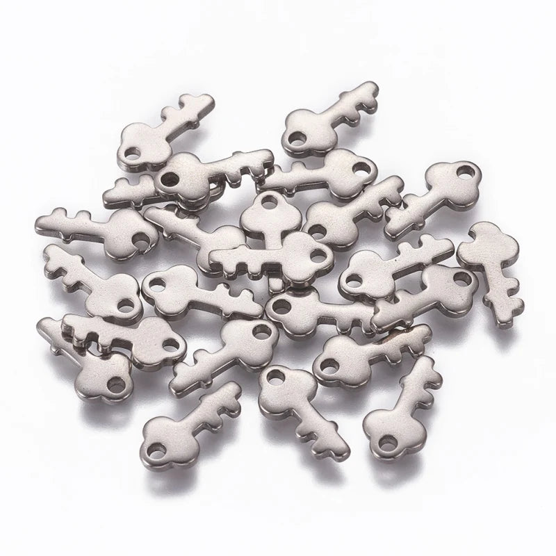 5~20Pcs 304 Stainless Steel Charms for DIY Jewelry Making  (Butterfly Heart Flower Key Moon Musical Note Ring Flat Round Star)