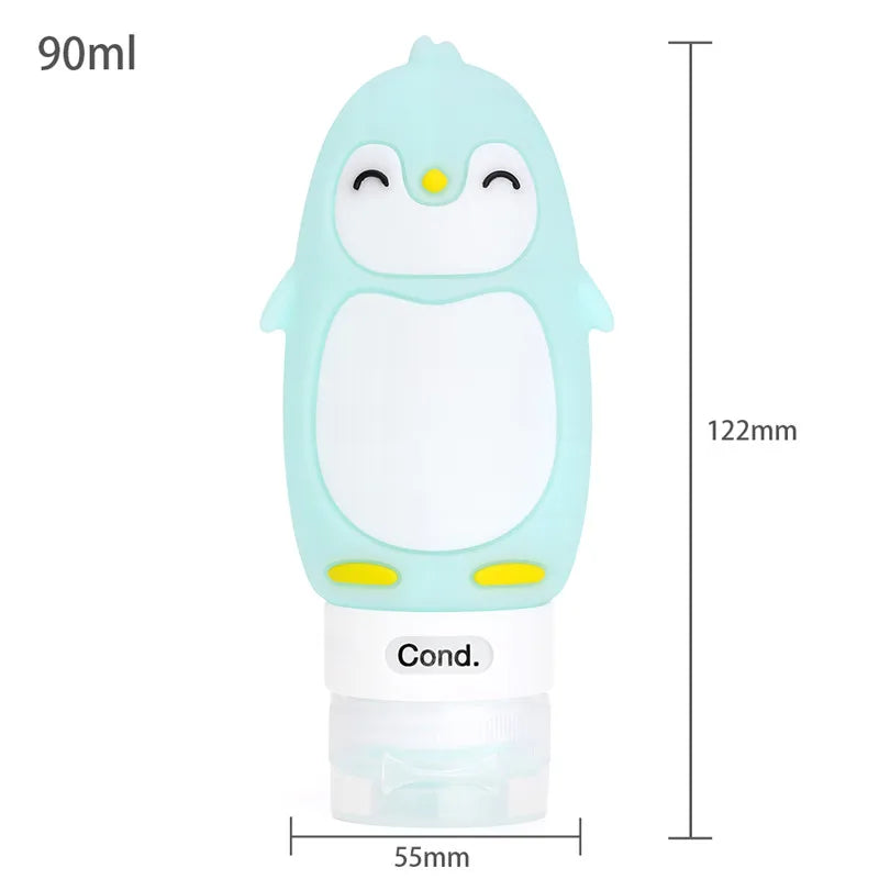 New Portable Cartoon Bear Penguin Animal Silicone Travel Case Organizer Shampoo Shower Gel Lotion Storage Refillable Bottle