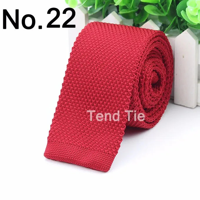 Fashion Men's Colourful Tie Knit Knitted Ties Necktie Solid Color Narrow Slim Skinny Woven Plain Cravate Narrow Neckties