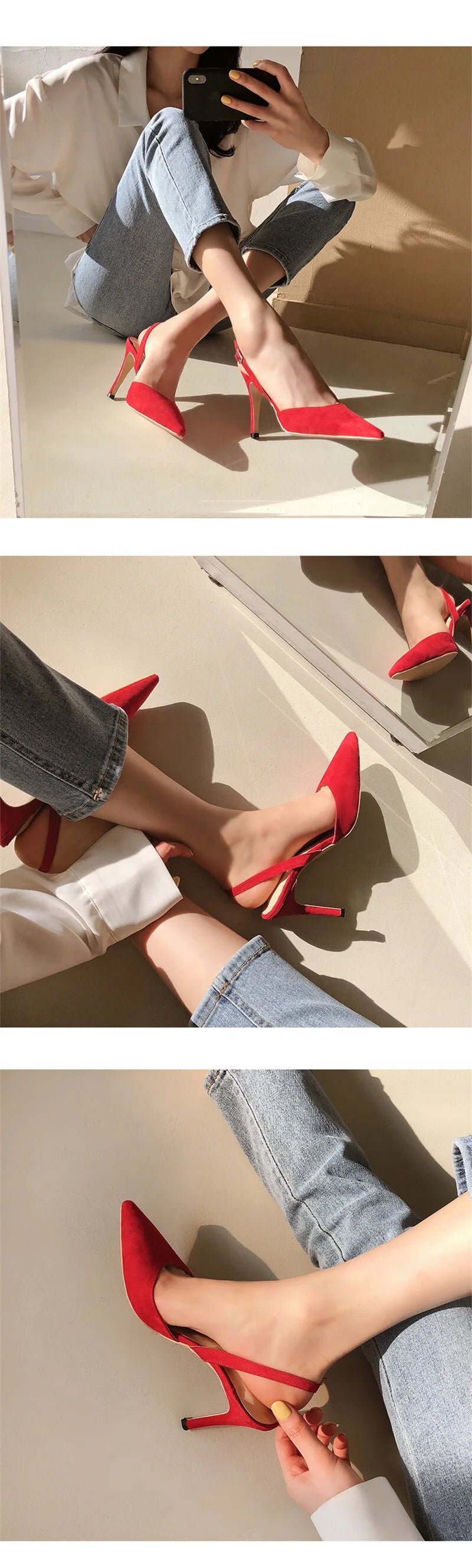 2023 Beautiful Elegant Multicolor Flock Women's Sexy High Heels Pumps & Sandals Dress Dating OL Pump Valentine Shoes 6/10CM