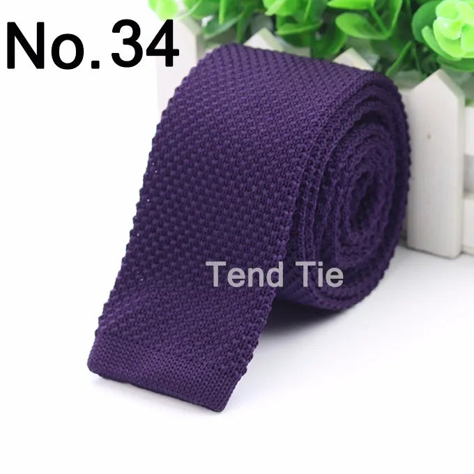 Fashion Men's Colourful Tie Knit Knitted Ties Necktie Solid Color Narrow Slim Skinny Woven Plain Cravate Narrow Neckties