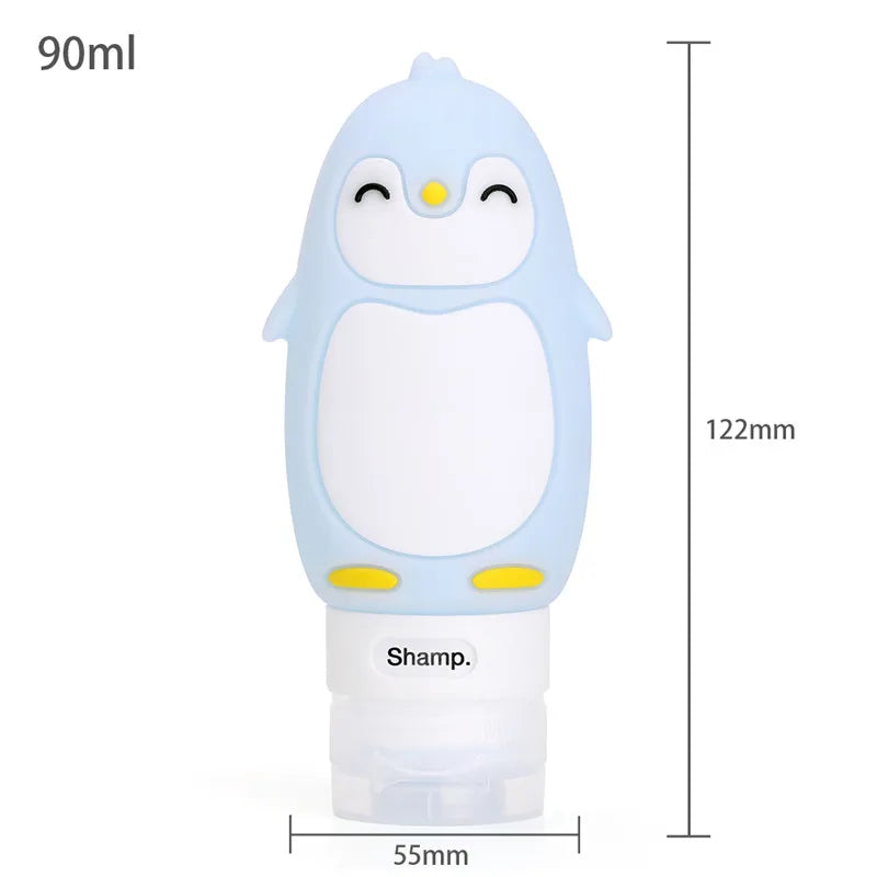 New Portable Cartoon Bear Penguin Animal Silicone Travel Case Organizer Shampoo Shower Gel Lotion Storage Refillable Bottle