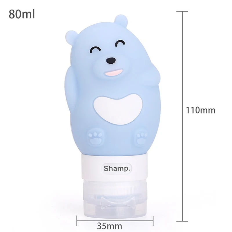 New Portable Cartoon Bear Penguin Animal Silicone Travel Case Organizer Shampoo Shower Gel Lotion Storage Refillable Bottle