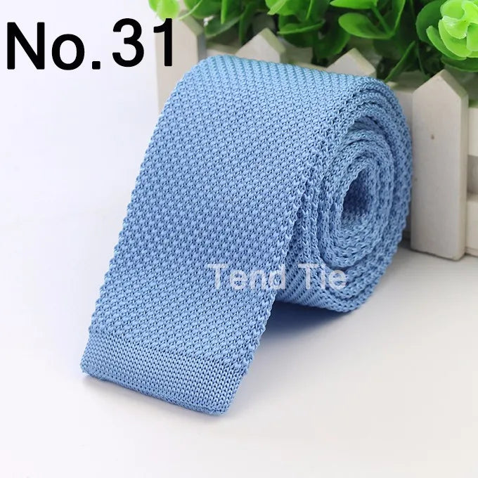 Fashion Men's Colourful Tie Knit Knitted Ties Necktie Solid Color Narrow Slim Skinny Woven Plain Cravate Narrow Neckties