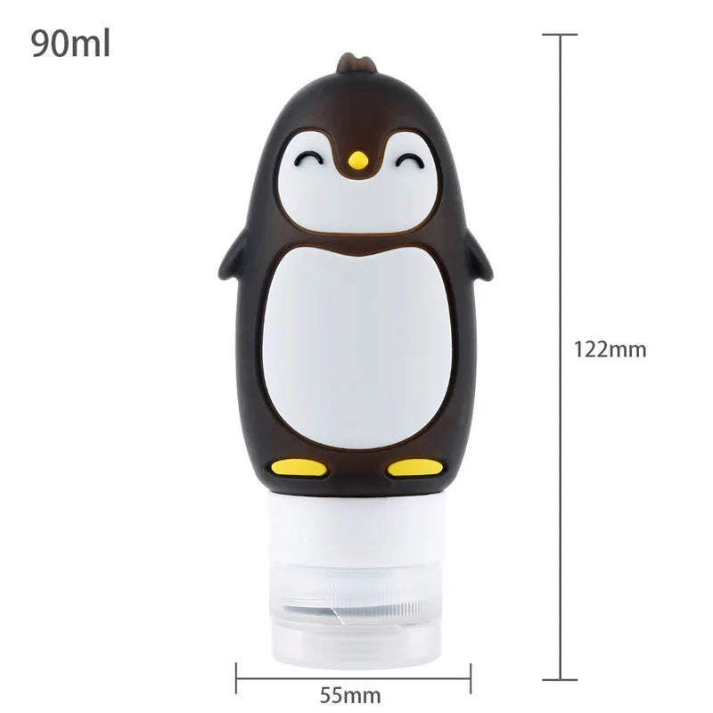 New Portable Cartoon Bear Penguin Animal Silicone Travel Case Organizer Shampoo Shower Gel Lotion Storage Refillable Bottle