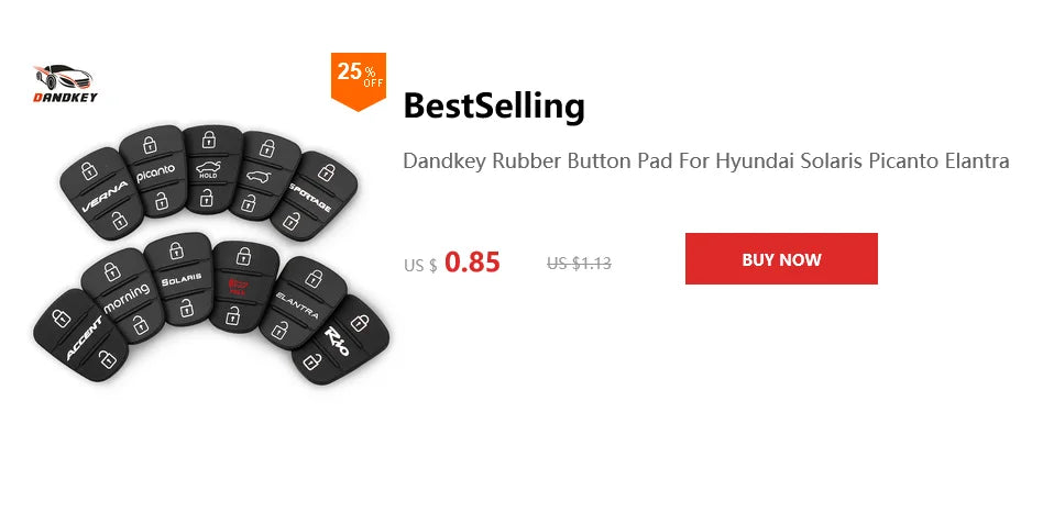 Dandkey 3 4 Buttons Silicone Car Key Cover Case Rubber Pad For Hyundai I30 i35 iX20 IX35 IX45 Solaris Verna Kia RIO K2 Sportage