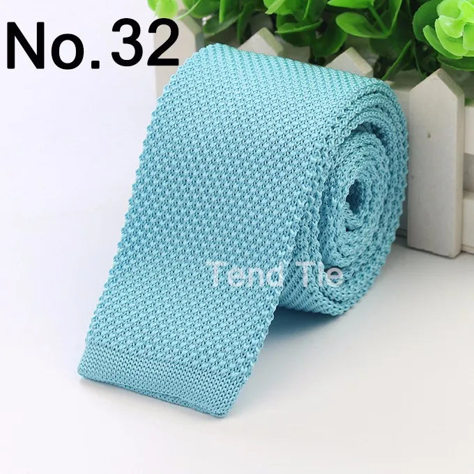 Fashion Men's Colourful Tie Knit Knitted Ties Necktie Solid Color Narrow Slim Skinny Woven Plain Cravate Narrow Neckties