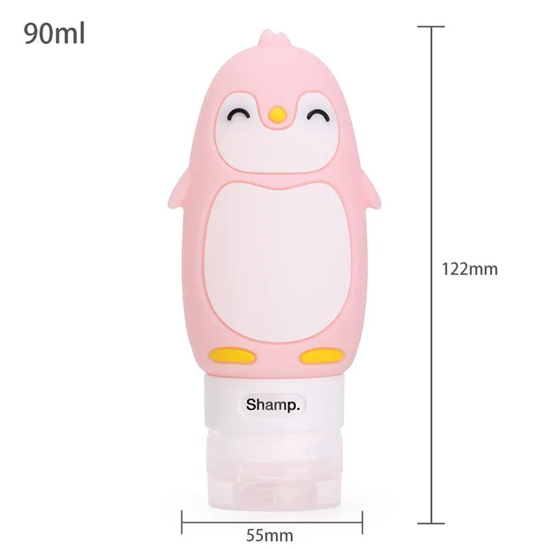 New Portable Cartoon Bear Penguin Animal Silicone Travel Case Organizer Shampoo Shower Gel Lotion Storage Refillable Bottle