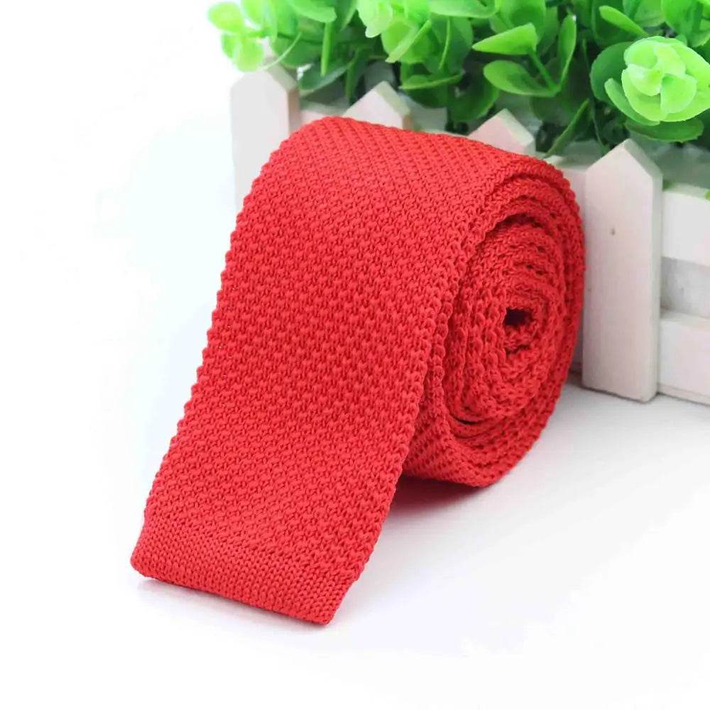 Fashion Men's Colourful Tie Knit Knitted Ties Necktie Solid Color Narrow Slim Skinny Woven Plain Cravate Narrow Neckties