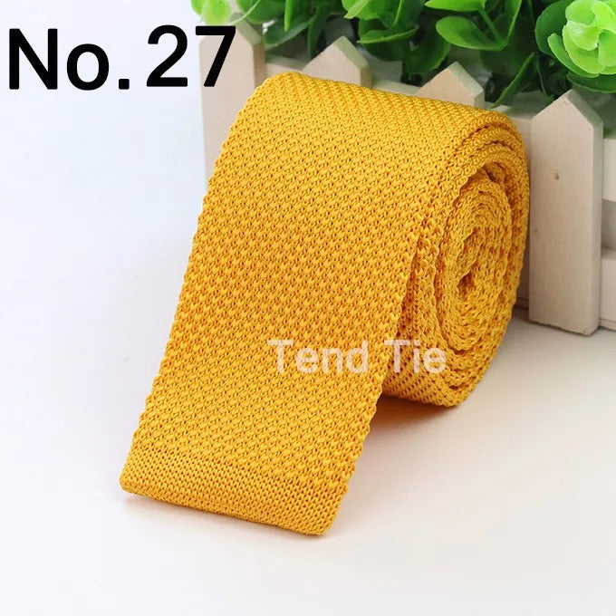 Fashion Men's Colourful Tie Knit Knitted Ties Necktie Solid Color Narrow Slim Skinny Woven Plain Cravate Narrow Neckties