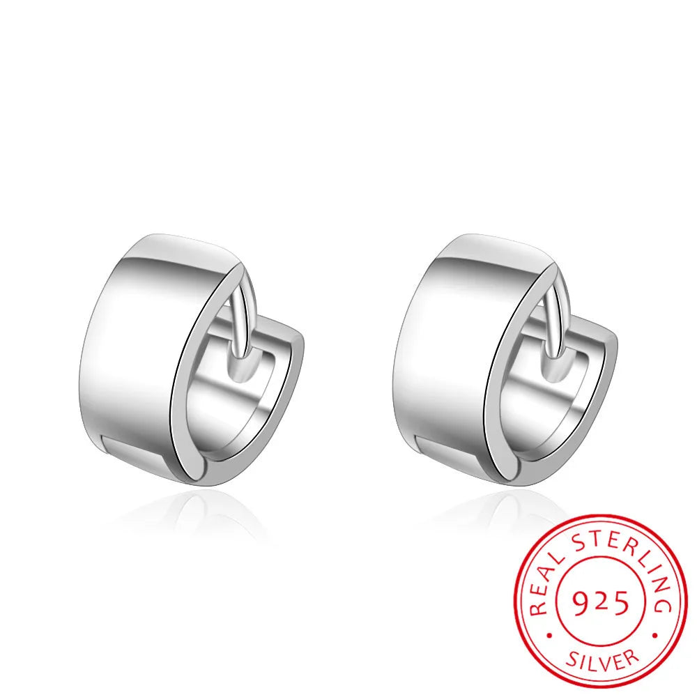 Punk Simple 925 Sterling Silver Small Circles Huggie Hoop Earrings For Women Men Brinco Bijoux Fashion Jewelry Gifts