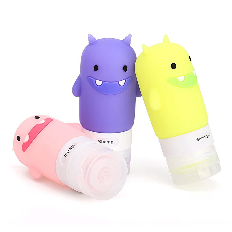 New Portable Cartoon Bear Penguin Animal Silicone Travel Case Organizer Shampoo Shower Gel Lotion Storage Refillable Bottle