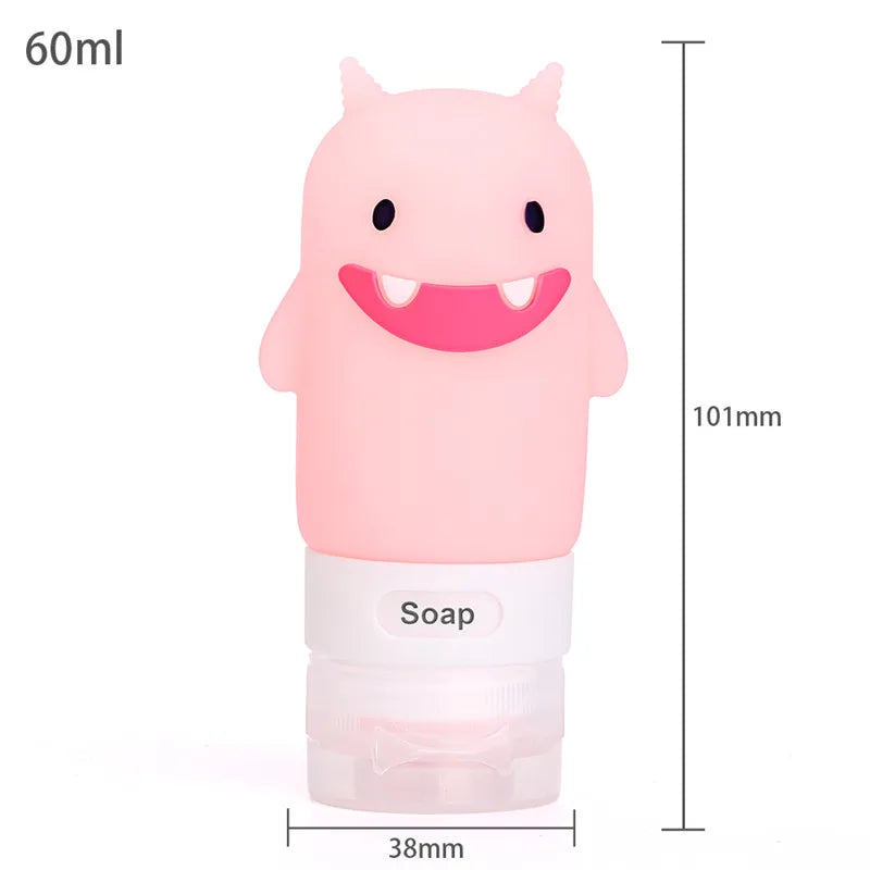 New Portable Cartoon Bear Penguin Animal Silicone Travel Case Organizer Shampoo Shower Gel Lotion Storage Refillable Bottle