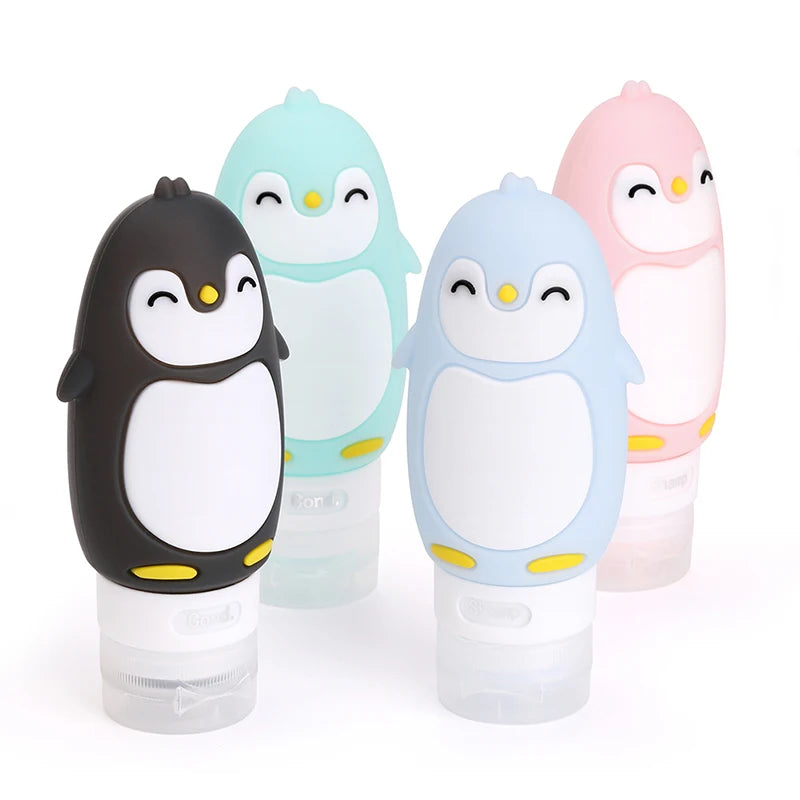 New Portable Cartoon Bear Penguin Animal Silicone Travel Case Organizer Shampoo Shower Gel Lotion Storage Refillable Bottle