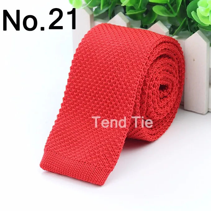 Fashion Men's Colourful Tie Knit Knitted Ties Necktie Solid Color Narrow Slim Skinny Woven Plain Cravate Narrow Neckties