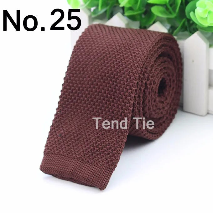 Fashion Men's Colourful Tie Knit Knitted Ties Necktie Solid Color Narrow Slim Skinny Woven Plain Cravate Narrow Neckties