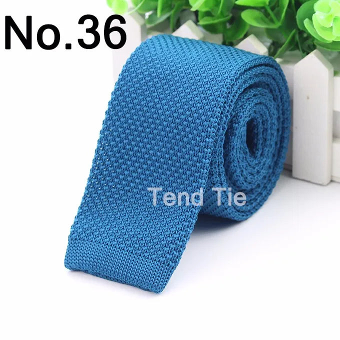 Fashion Men's Colourful Tie Knit Knitted Ties Necktie Solid Color Narrow Slim Skinny Woven Plain Cravate Narrow Neckties