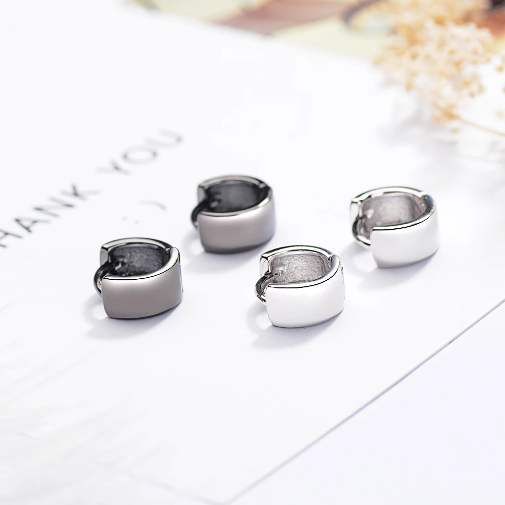 Punk Simple 925 Sterling Silver Small Circles Huggie Hoop Earrings For Women Men Brinco Bijoux Fashion Jewelry Gifts