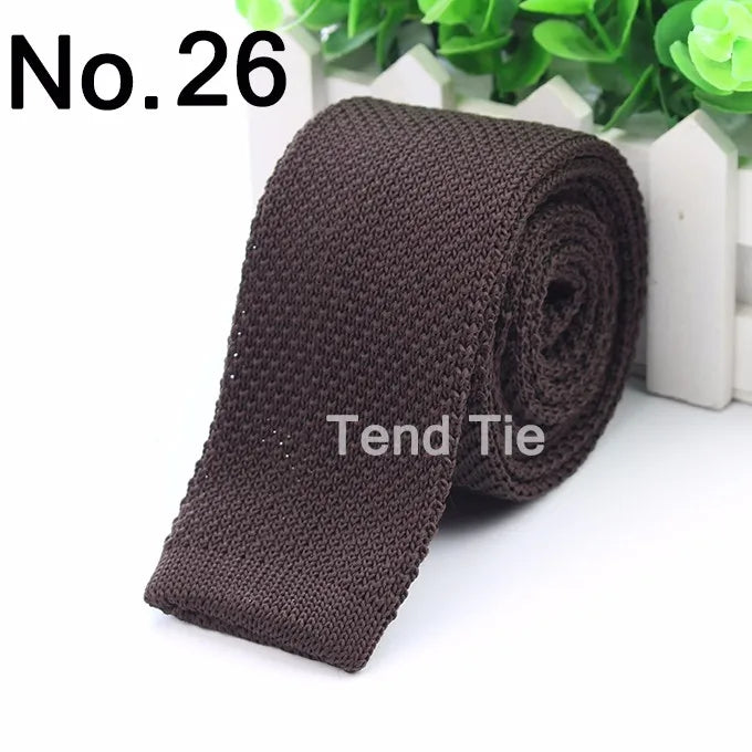 Fashion Men's Colourful Tie Knit Knitted Ties Necktie Solid Color Narrow Slim Skinny Woven Plain Cravate Narrow Neckties