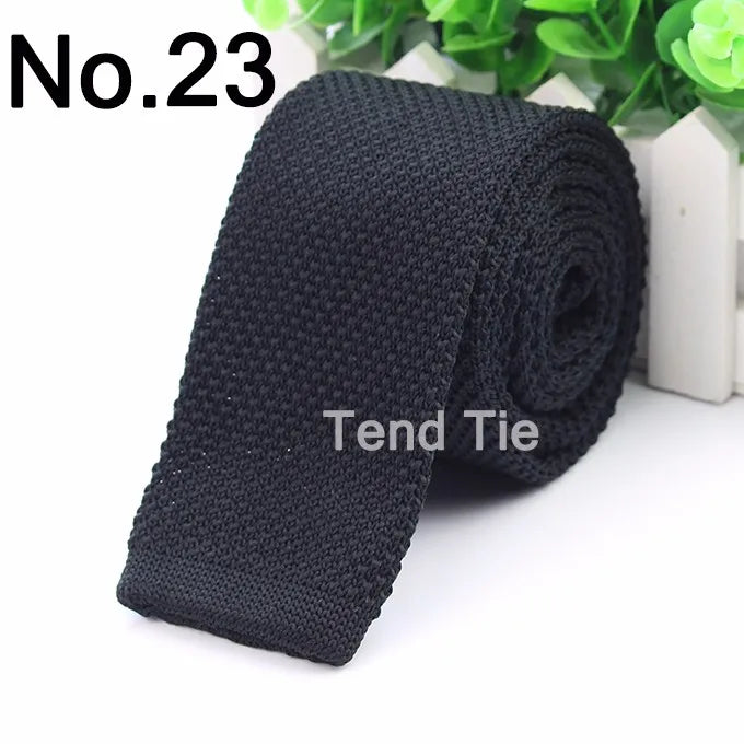 Fashion Men's Colourful Tie Knit Knitted Ties Necktie Solid Color Narrow Slim Skinny Woven Plain Cravate Narrow Neckties