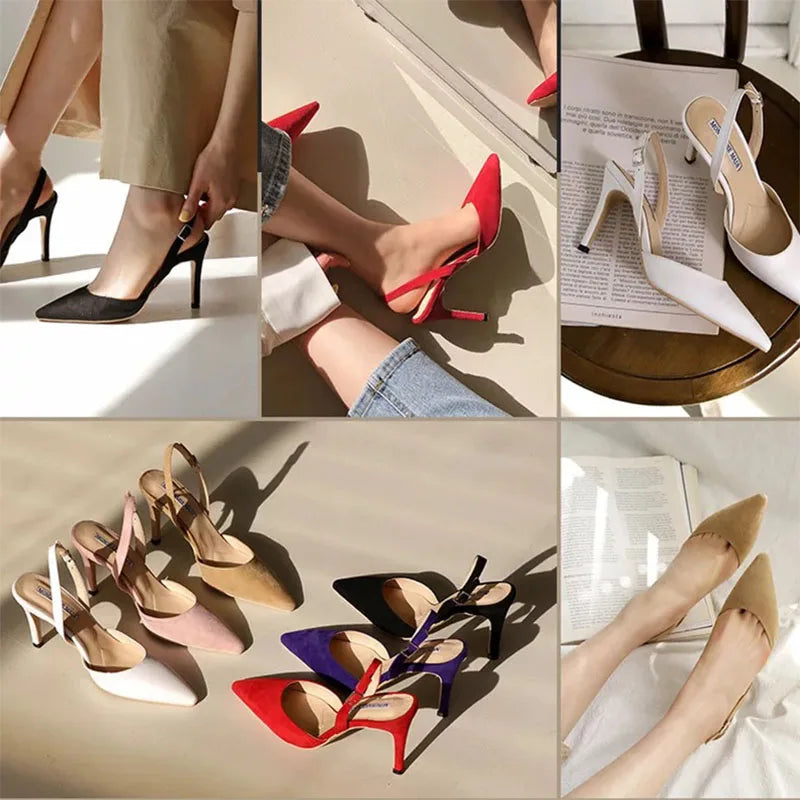 2023 Beautiful Elegant Multicolor Flock Women's Sexy High Heels Pumps & Sandals Dress Dating OL Pump Valentine Shoes 6/10CM