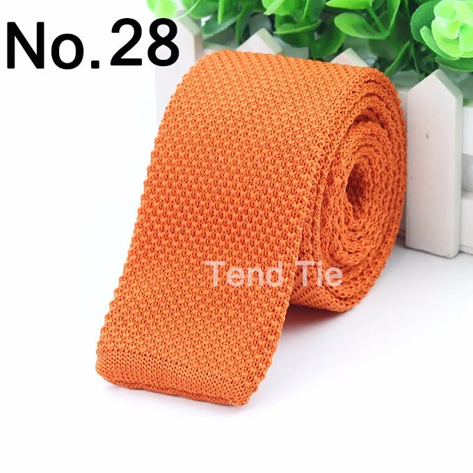 Fashion Men's Colourful Tie Knit Knitted Ties Necktie Solid Color Narrow Slim Skinny Woven Plain Cravate Narrow Neckties