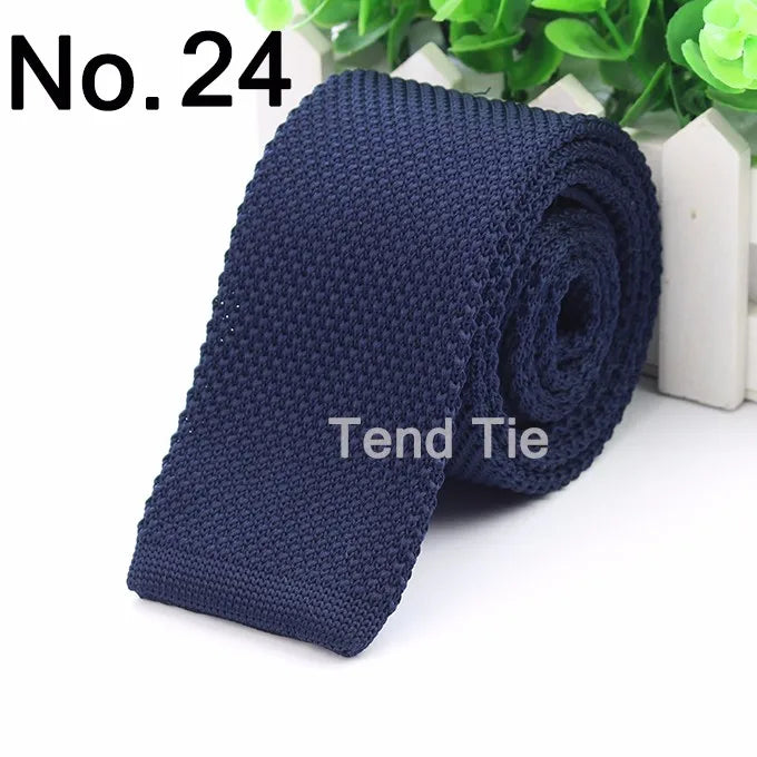 Fashion Men's Colourful Tie Knit Knitted Ties Necktie Solid Color Narrow Slim Skinny Woven Plain Cravate Narrow Neckties