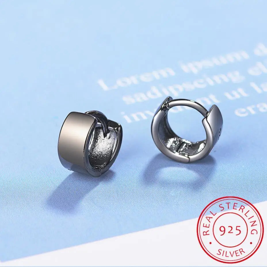 Punk Simple 925 Sterling Silver Small Circles Huggie Hoop Earrings For Women Men Brinco Bijoux Fashion Jewelry Gifts