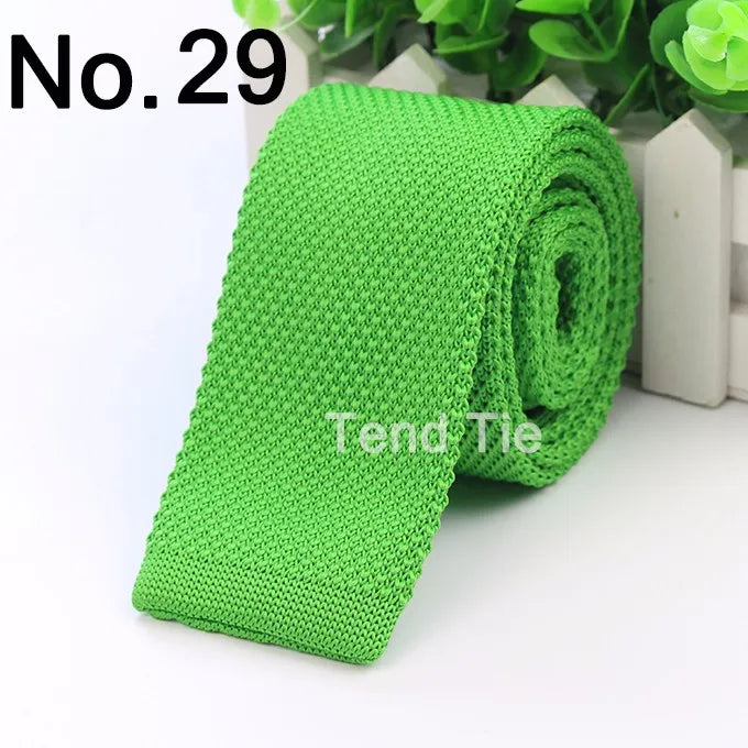 Fashion Men's Colourful Tie Knit Knitted Ties Necktie Solid Color Narrow Slim Skinny Woven Plain Cravate Narrow Neckties