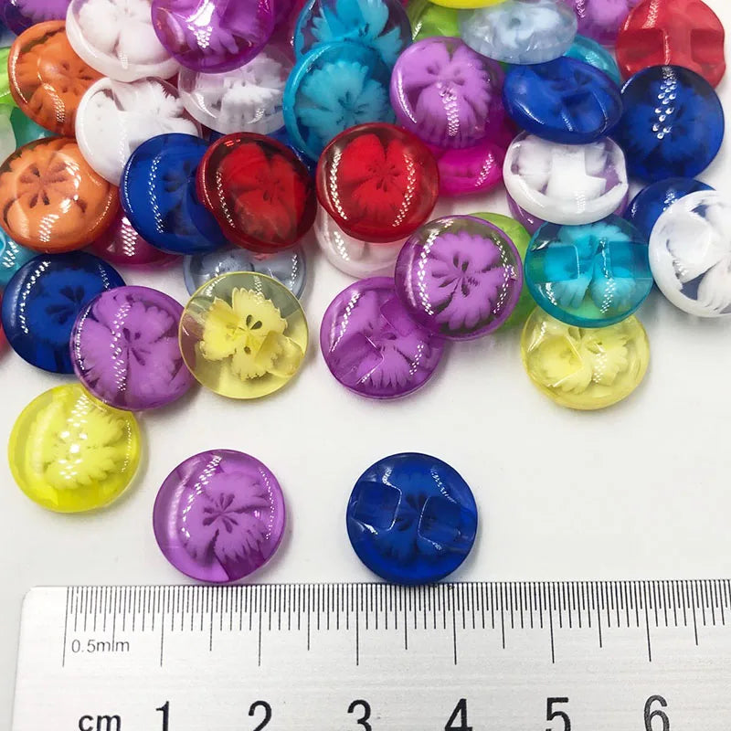 50pcs Transparent 14mm child sew-on buttons resin buckle candy beautiful multicolour button accessories baby diy PT11