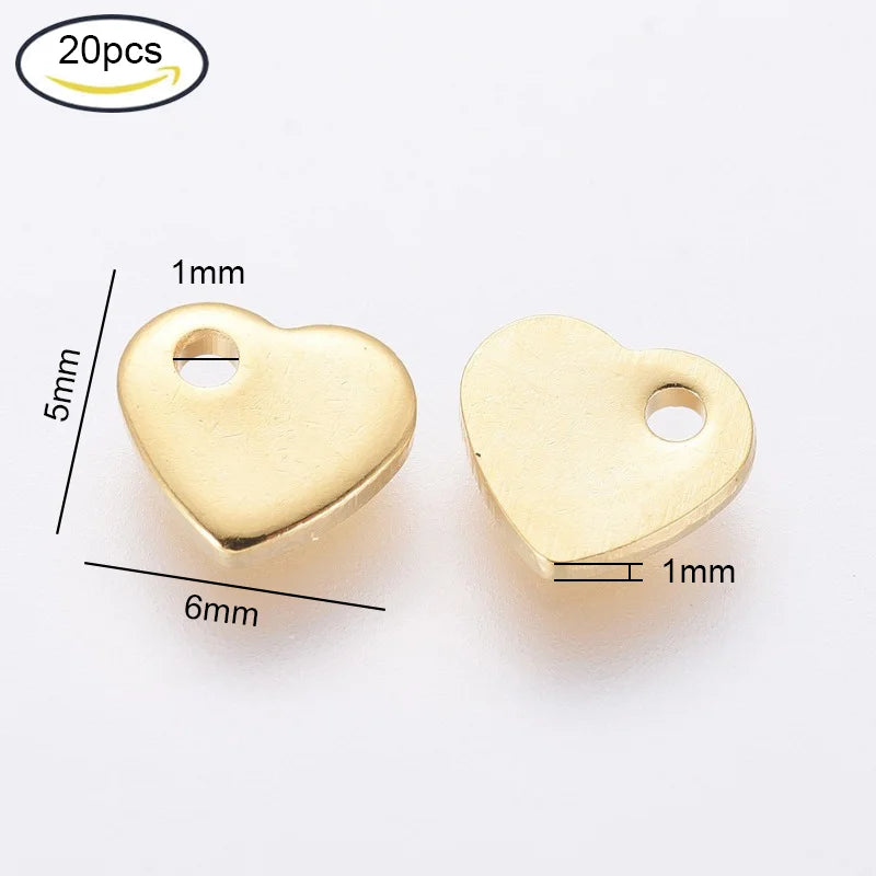 5~20Pcs 304 Stainless Steel Charms for DIY Jewelry Making  (Butterfly Heart Flower Key Moon Musical Note Ring Flat Round Star)