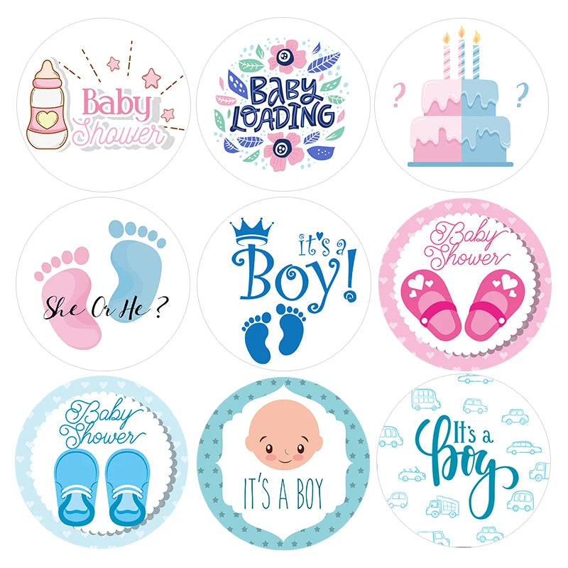 4.5cm Lovely Baby Shower Stickers Gender Reveal Party Gift Labels Sticker DIY Crafts Kids Gift Birthday/Baby Shower Decorations