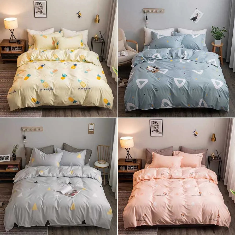 WOSTAR Luxury bedding set king size duvet cover bed sheet and pillowcase geometry printed nordic style bedclothes home textiles